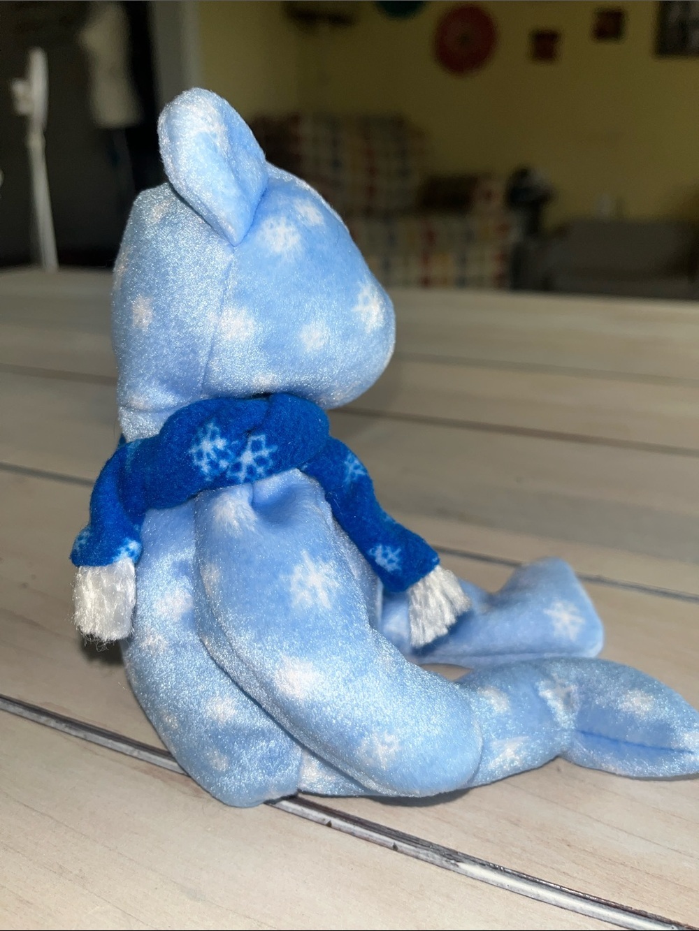 Ty 1999 Holiday Teddy - Blue Snowflake Bear Beanie Baby with Scarf - Picture 2 of 4